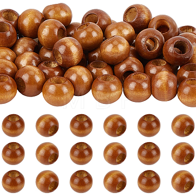 50Pcs Spray Painted Wood European Beads WOOD-PA0001-78A-1