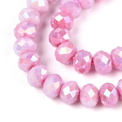 Anti-Tarnish Electroplate Rondelle Glass Beads Strands EGLA-T021-6mm-17-02-1
