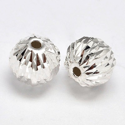Fancy Cut Faceted Round 925 Sterling Silver Beads STER-F012-12B-1