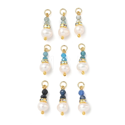 3Pcs 3 Styles Faceted Natural Apatite & Kyanite and Potato Pearl Pandants PALLOY-JF06048-02-1
