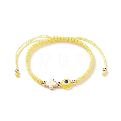 3Pcs 3 Style Resin Evil Eye Braided Bead Bracelets Set BJEW-JB08812-1