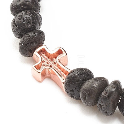 Natural Lava Rock Beaded Stretch Bracelet BJEW-JB08294-03-1