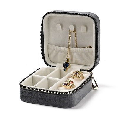 Square Velvet Jewelry Storage Zipper Boxes CON-P021-01A-1