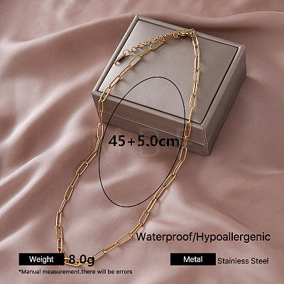 Vintage 304 Stainless Steel Paperclip Chain Necklaces for Women QF0700-4-1