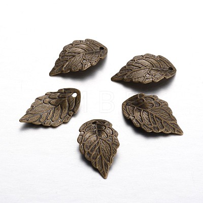 Leaf Brass Pendants KK-F371-49AB-1