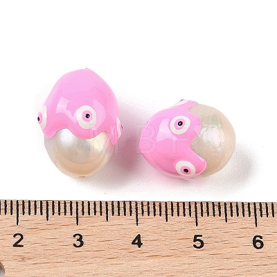 Natural Pearl Enamel Beads PEAR-G014-05D-1