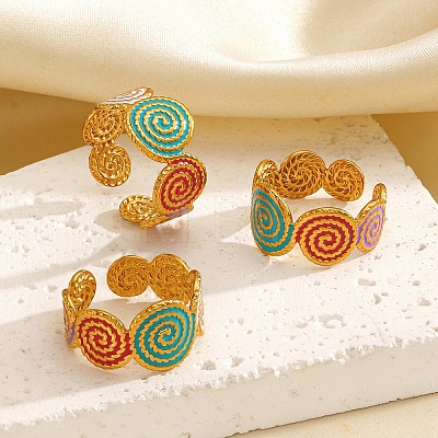 304 Stainless Steel Cuff Open Rings for Women RJEW-I113-02G-02-1