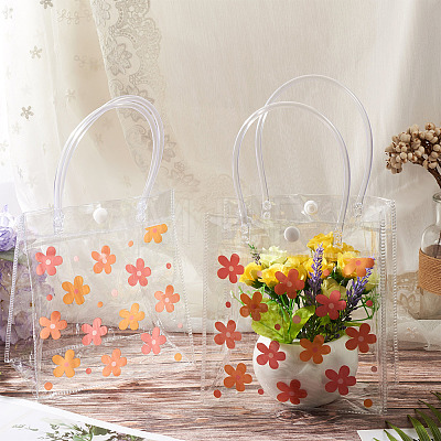 Rectangle Transparent Printed PVC Plastic Gift Tote Bags ABAG-TADJ0002-002B-1