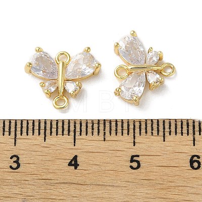 Brass Pave Clear Cubic Zirconia Connector Charms KK-F872-24G-1