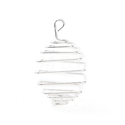 Iron Wire Spiral Bead Cage Pendants IFIN-Q126-01S-1