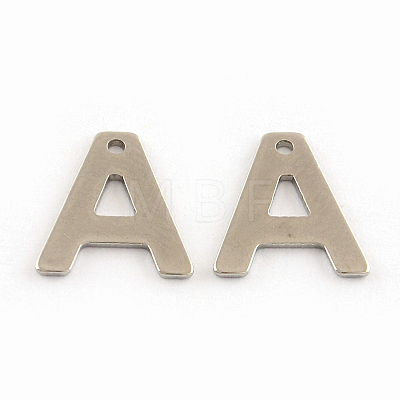 Tarnish Resistant 201 Stainless Steel Letter Charms STAS-S036-01-1