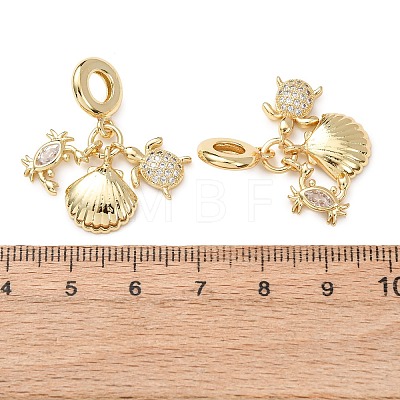 Ocean Brass Pave Clear Cubic Zirconia European Dangle Charms KK-H278-03G-09-1