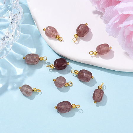 10Pcs Nuggets Natural Strawberry Quartz Pendants PALLOY-YW00114-04-1