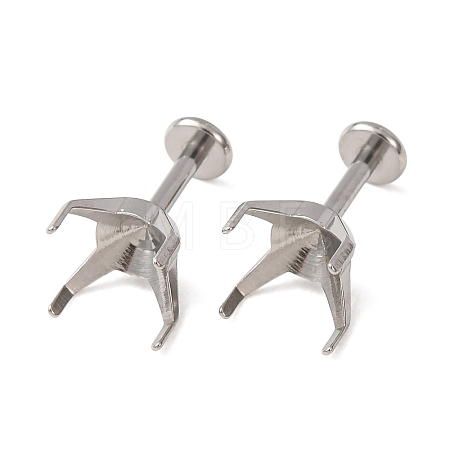304 Stainless Steel Prong Earring Settings SA-CBA8B85-11E-01-1
