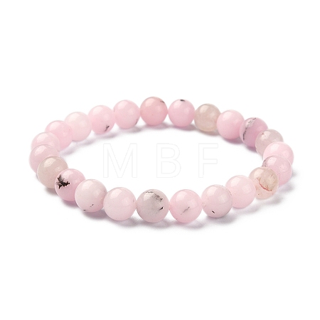 Natural Cherry Blossom Jasper Round Beaded Stretch Bracelets BJEW-TA00279-1
