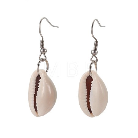 Cowrie Shell Beads Dangle Earrings EJEW-JE02899-1
