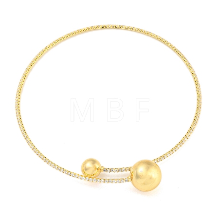 Rack Plating Brass Pave Clear Cubic Zirconia Round Ball Choker Necklaces NJEW-A031-02-01G-1