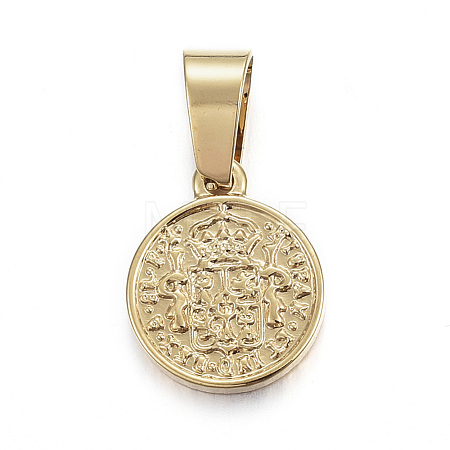 PVD Vacuum Plating 304 Stainless Steel Coin Pendants STAS-F183-01G-B-1