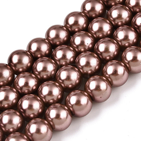 Baking Paint Pearlized Glass Pearl Round Bead Strands HY-Q003-10mm-92-1