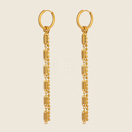 Chain Tassel 304 Stainless Steel Hoop Earrings SU3724-1