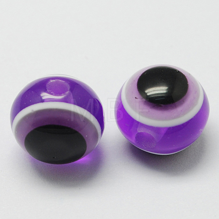 Round Evil Eye Resin Beads RESI-R159-8mm-06-1