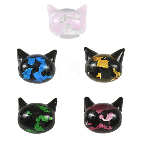5Pcs 5 Colors Handmade Foil Glass Beads LAMP-FS0001-78-1
