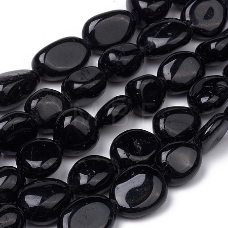 Natural Black Tourmaline Beads Strands X-G-L493-51-1