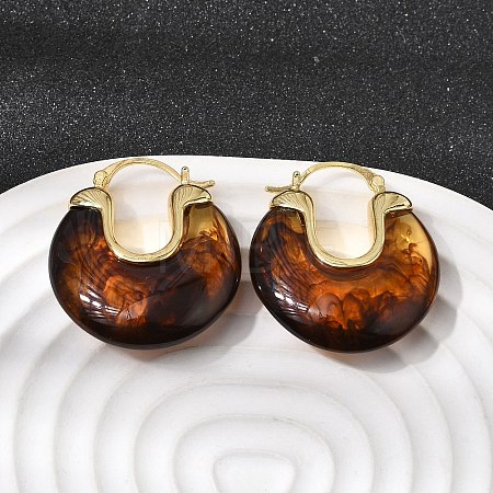 Brass Resin Hoop Earrings EJEW-P333-11C-G02-1