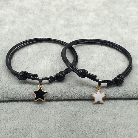 2Pcs Alloy Enamel Star Charm Couple Bracelets FS-WG0DE5C-01-1