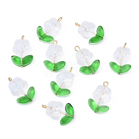 10Pcs Glass Pendants PALLOY-YW00063-01-1