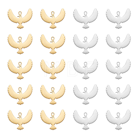20Pcs 2 Colors 304 Stainless Steel Pendants STAS-UN0048-29-1