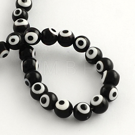 Round Handmade Evil Eye Lampwork Beads LAMP-R114-10mm-08-1