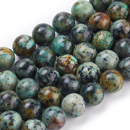 Natural African Turquoise(Jasper) Beads Strands X-TURQ-G037-10mm-1