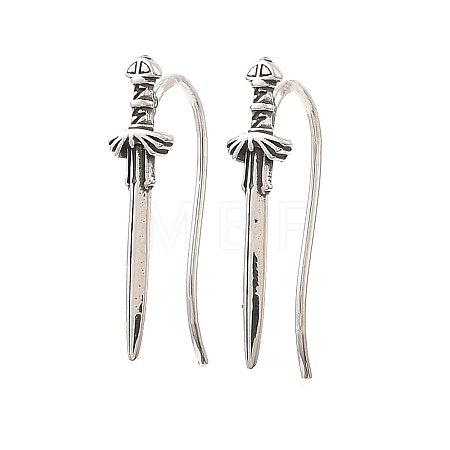 Antique Silver 316 Surgical Stainless Steel Dangle Earrings EJEW-D096-06A-AS-1