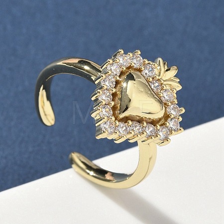 Brass Micro Pave Cubic Zirconia Cuff Rings RJEW-H236-24G-1