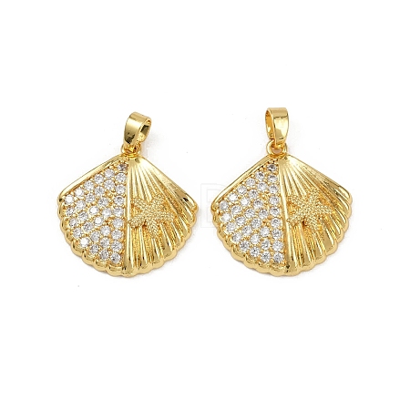 Brass Micro Pave Cubic Zirconia Pendants KK-C093-07G-1
