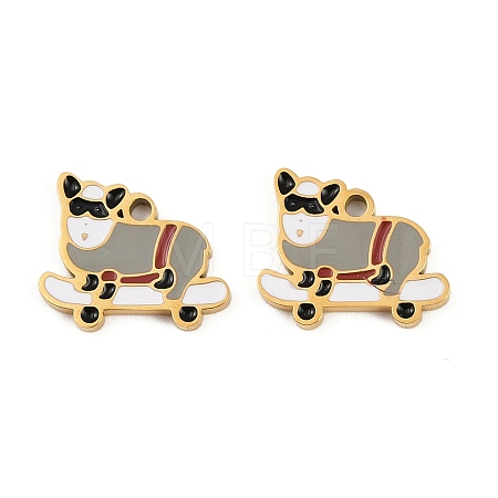 304 Stainless Steel Enamel Charms STAS-C137-06A-G-1