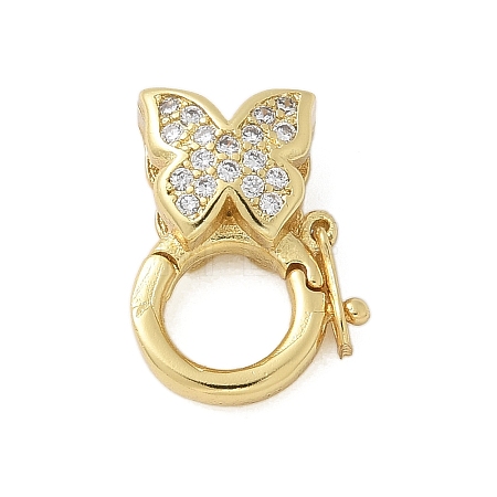 Brass Micro Pave Clear Cubic Zirconia Twister Clasps KK-P293-02D-G-1