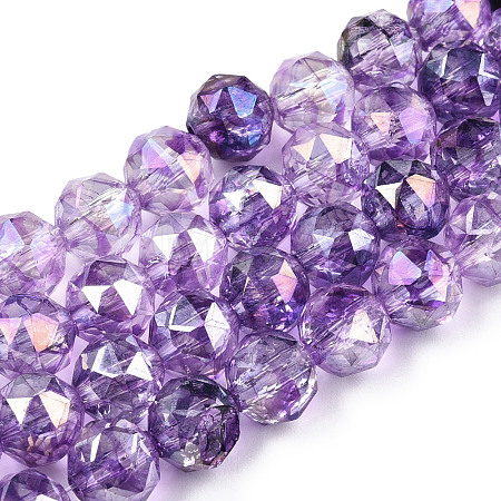 Transparent Electroplate Glass Beads Strands X-EGLA-N006-077E-1