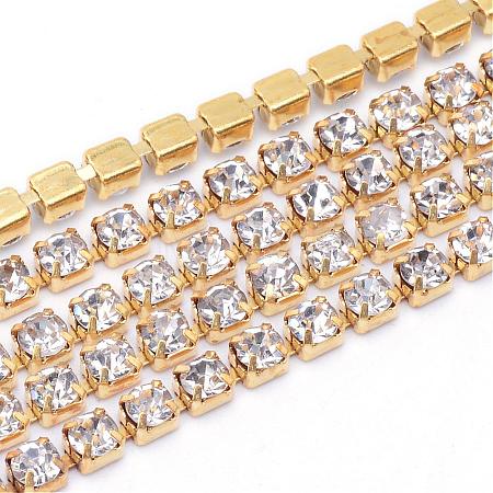 Brass Rhinestone Strass Chains CHC-T003-SS10-01C-1