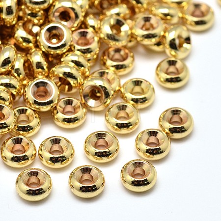 Rack Plating Brass Flat Round Spacer Beads KK-M085-11G-NR-1