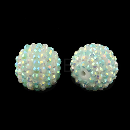 AB-Color Resin Rhinestone Round Beads RESI-S313-18x20-03-1
