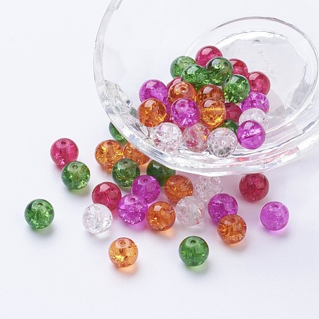 Baking Paint Crackle Glass Beads DGLA-X0006-8mm-09-1