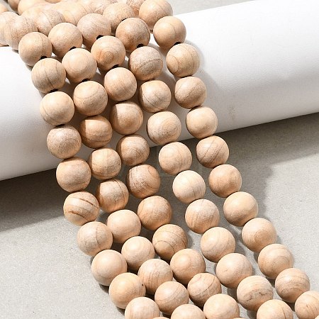 Natural Wood Beads Strands WOOD-B011-01A-4mm-1