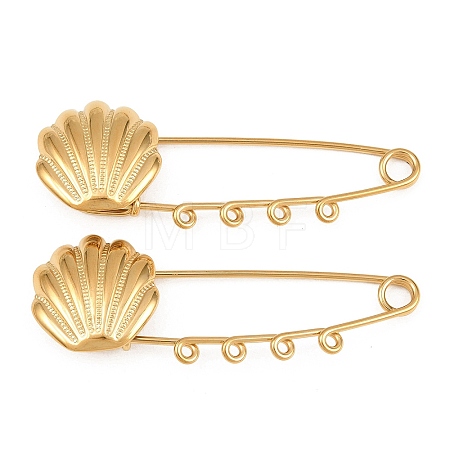 Shell Shape 304 Stainless Steel Safety Pins Brooch Findings SA-CBA098D-16F-G04-1