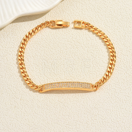 Brass Micro Pave Clear Cubic Zirconia Link Bracelets PP8141-1-1