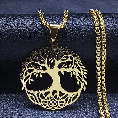 201 Stainless Steel Pendant Necklaces NJEW-H015-03G-1