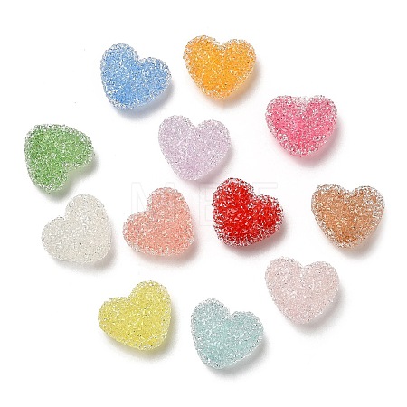 Drusy Heart Resin Rhinestone Beads RESI-C038-01-1
