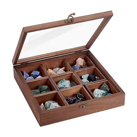 1Pc Detachable 9-Grid Wooden Storage Gift Boxes AJEW-PH0010-33-1