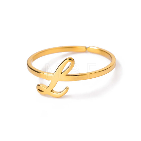 Adjustable 201 Stainless Steel Letter Open Cuff Rings for Women FS-WG61269-12-1